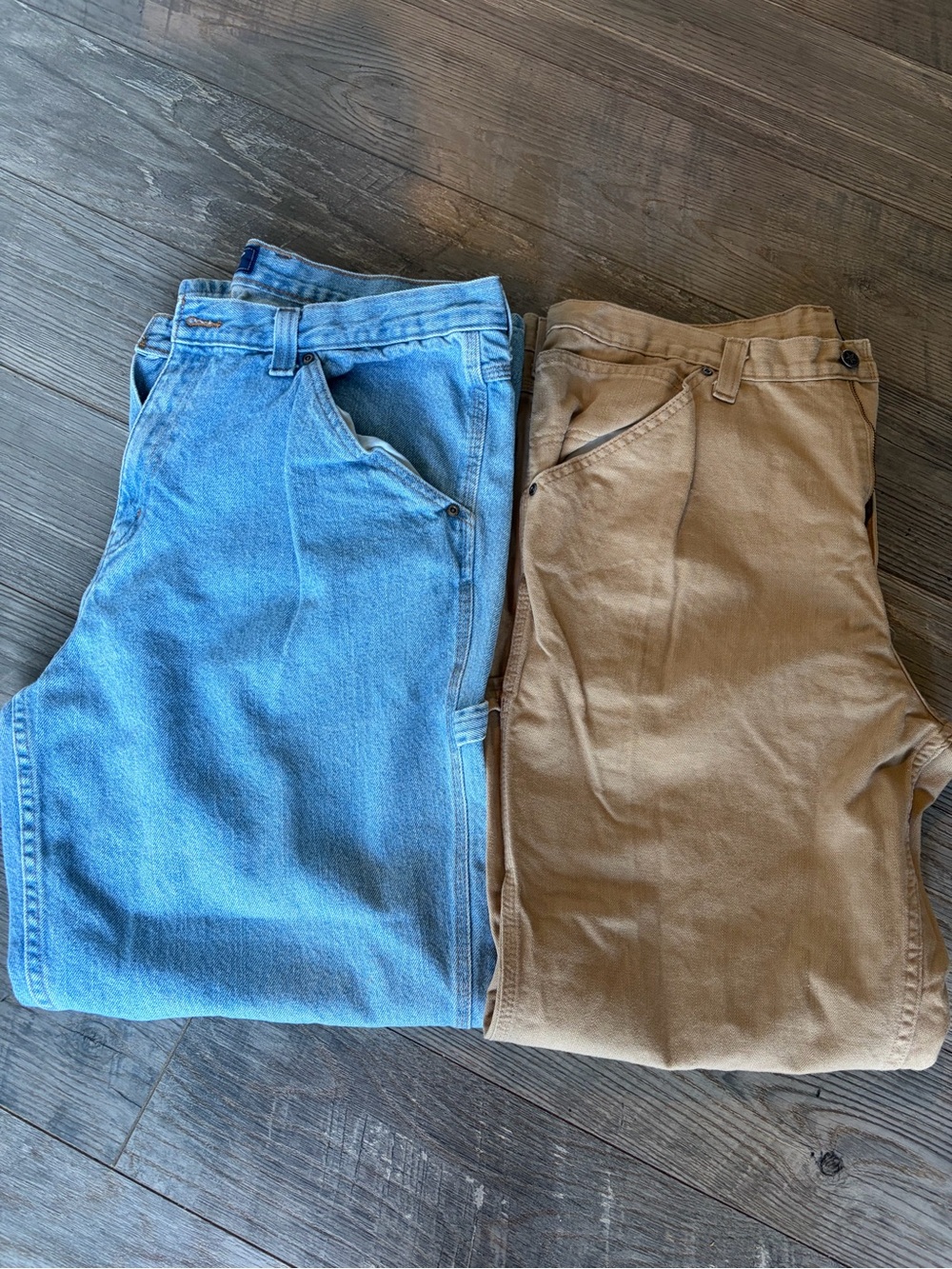 Denim Blue and Khaki Brown Carpenter Jeans set of 2 size 40x32